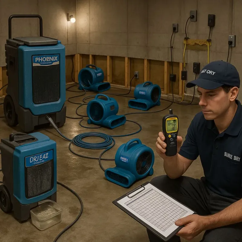 Structural Drying and Dehumidification process in McDonald, PA